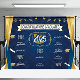 Aperturee - Aperturee Retro Blue Step And Repeat Congrats Grad Backdrop